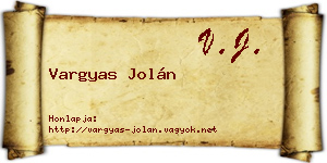 Vargyas Jolán névjegykártya